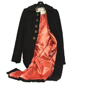 Milly Black Trench Coat w/ Coral Lining